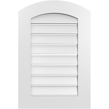 Ekena Millwork Arch Top Surface Mount PVC Gable Vent: Non-Functional, w/ 3-1/2"W x 1"P Standard Frame, 20"W x 28"H GVPAR20X2801SN